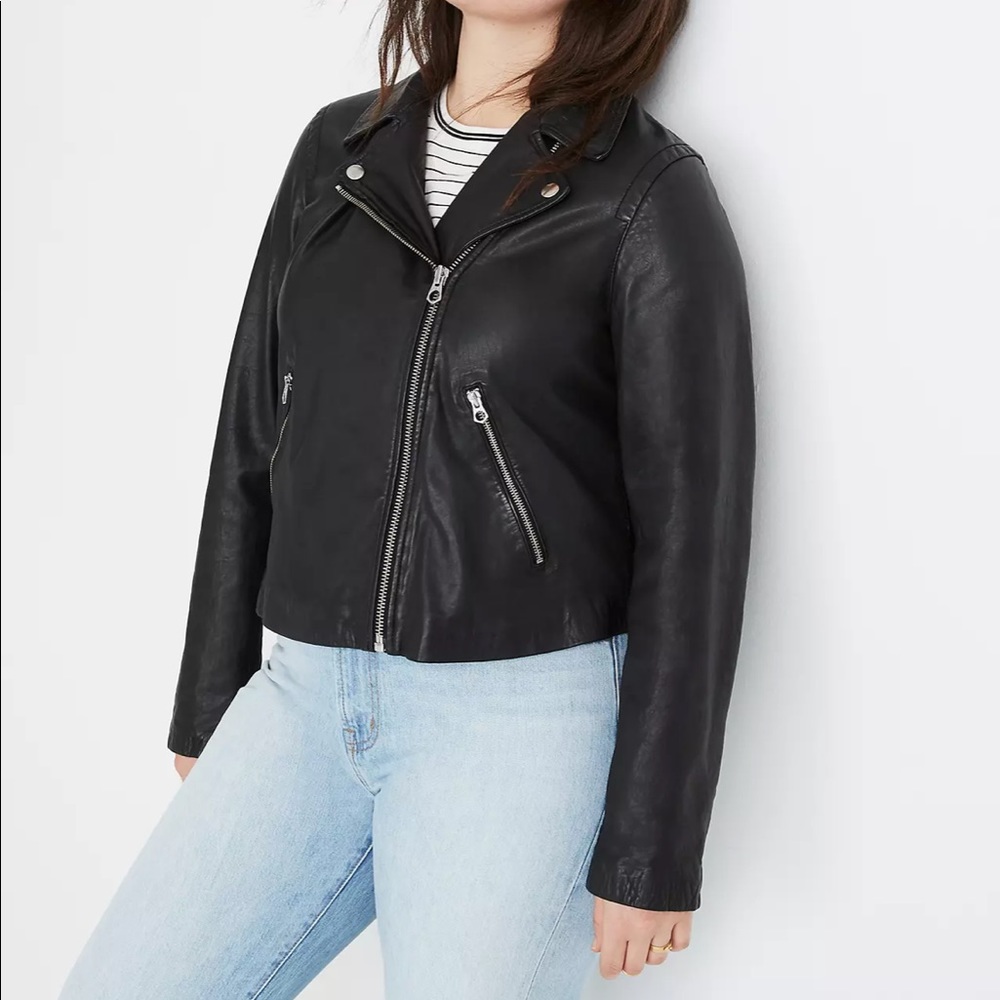 Madewell black leather motorcycle jacket